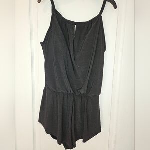 Aqua Green Black Women's One Piece Swim Romper- Medium